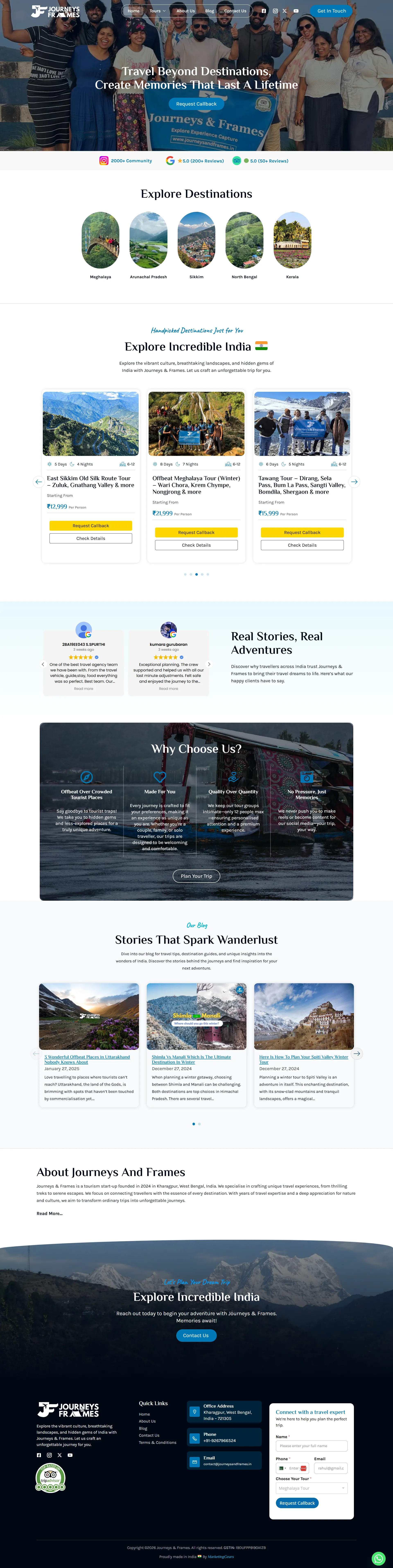 Journey's & Frames website design